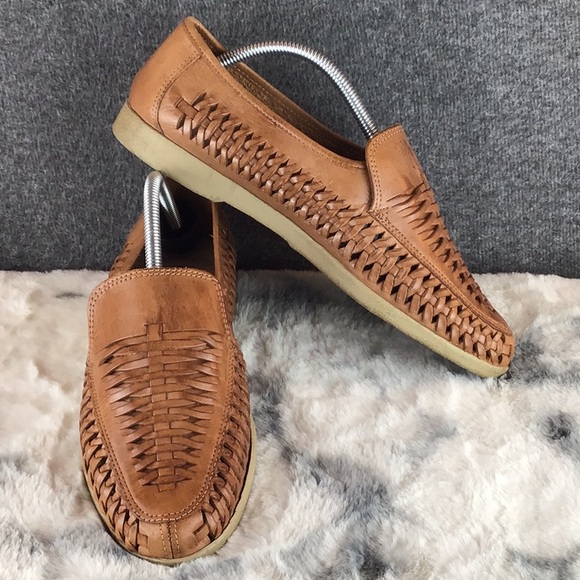 Vintage Weekends Huarache Style Brazilian Leather Slip-On Shoes Cognac 9D - Picture 1 of 11